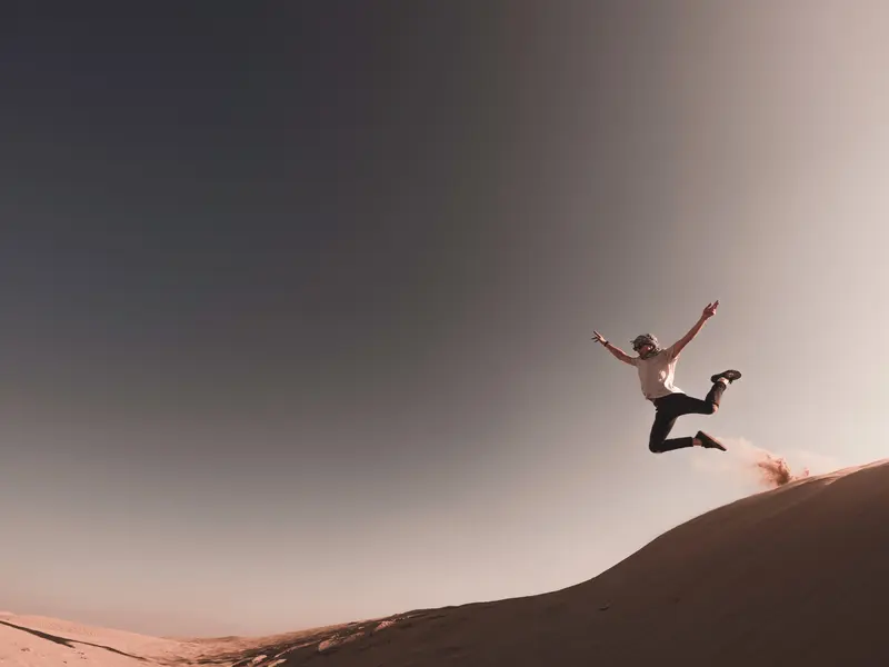 Sandboarding on Namib dunes